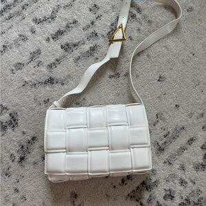 White Woven Faux Leather Crossbody Bag